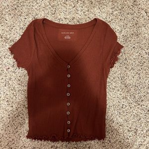 American eagle red ruffled t-shirt (ribbed)